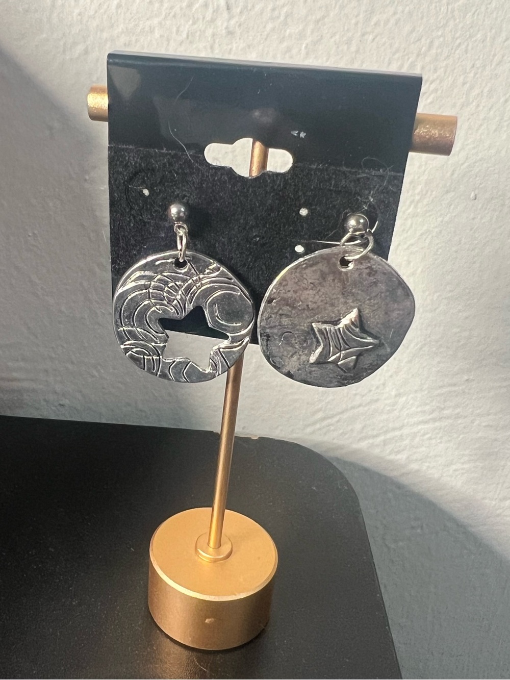 Vintage Silver Star Cutout Decorative Earrings